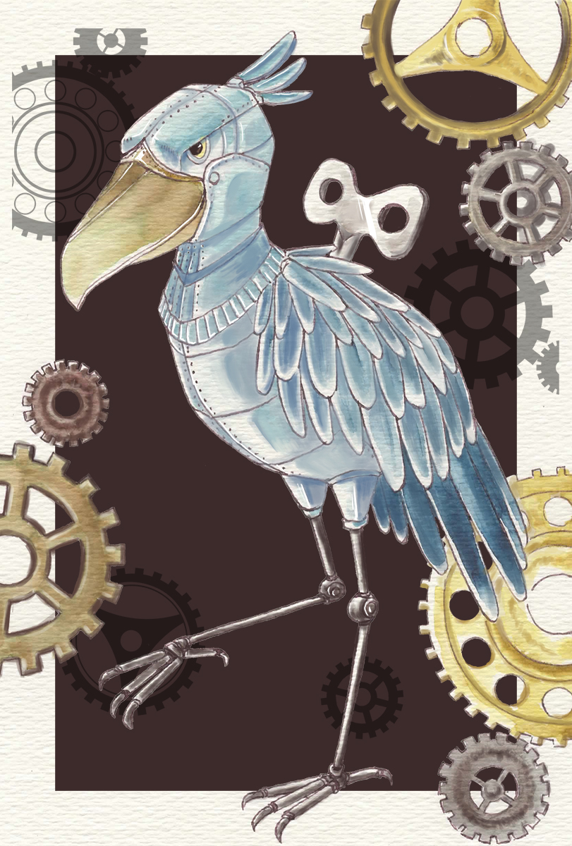 全国デザイン選手権　ポストカード　ステッカー　ツクルヒトタチ博in京都文化博物館2025 EggnWorks Museum エッグンワークス ミュージアム からくりハシビロコウkuri