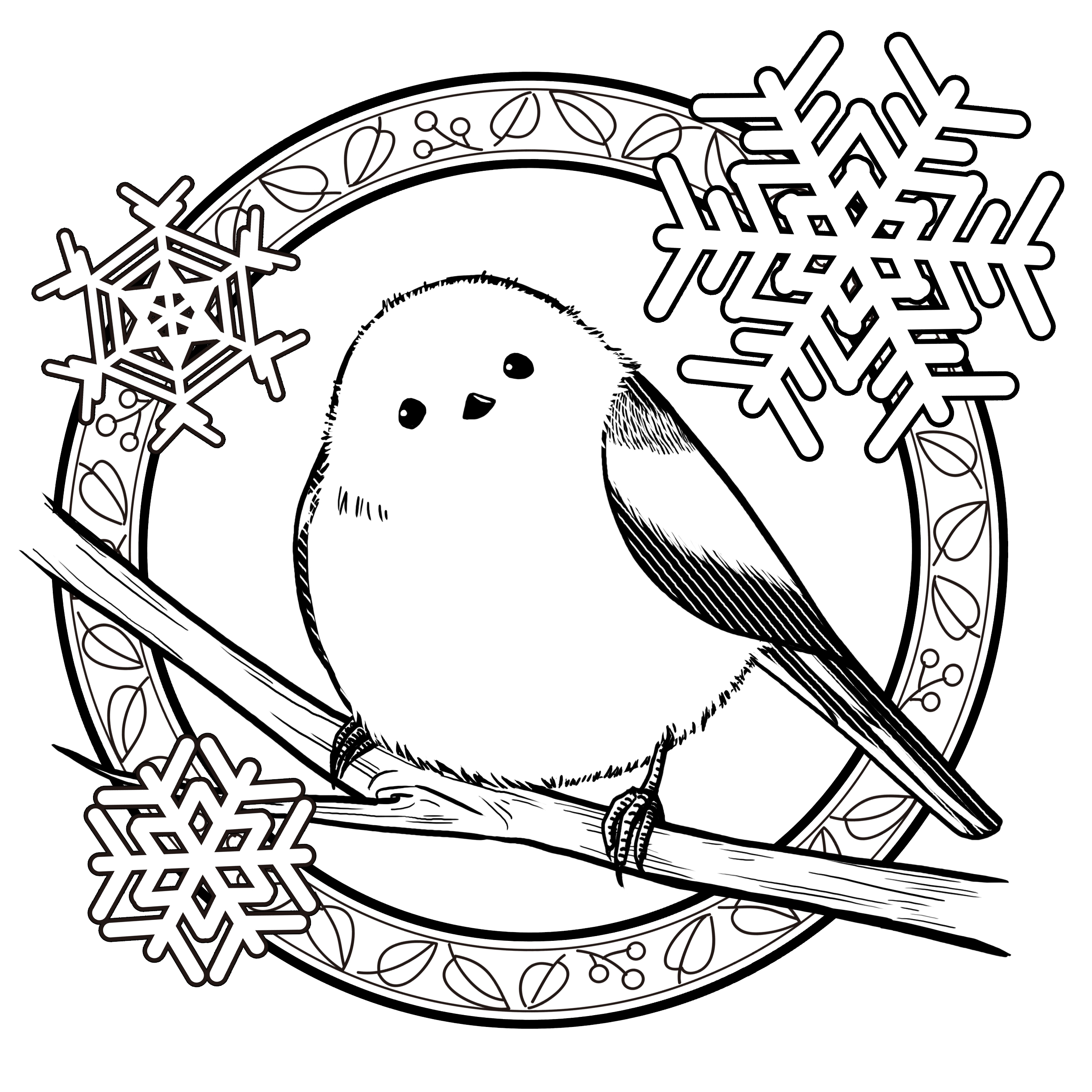 EggnWorks Museum エッグンワークス ミュージアム 雪とシマエナガ１（飾り枠あり）kuri