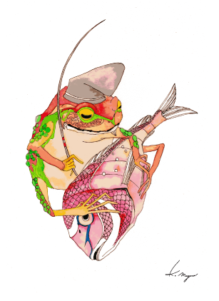 EggnWorks Museum エッグンワークス ミュージアム 七福神カエル　恵比寿天kaeru_megane_