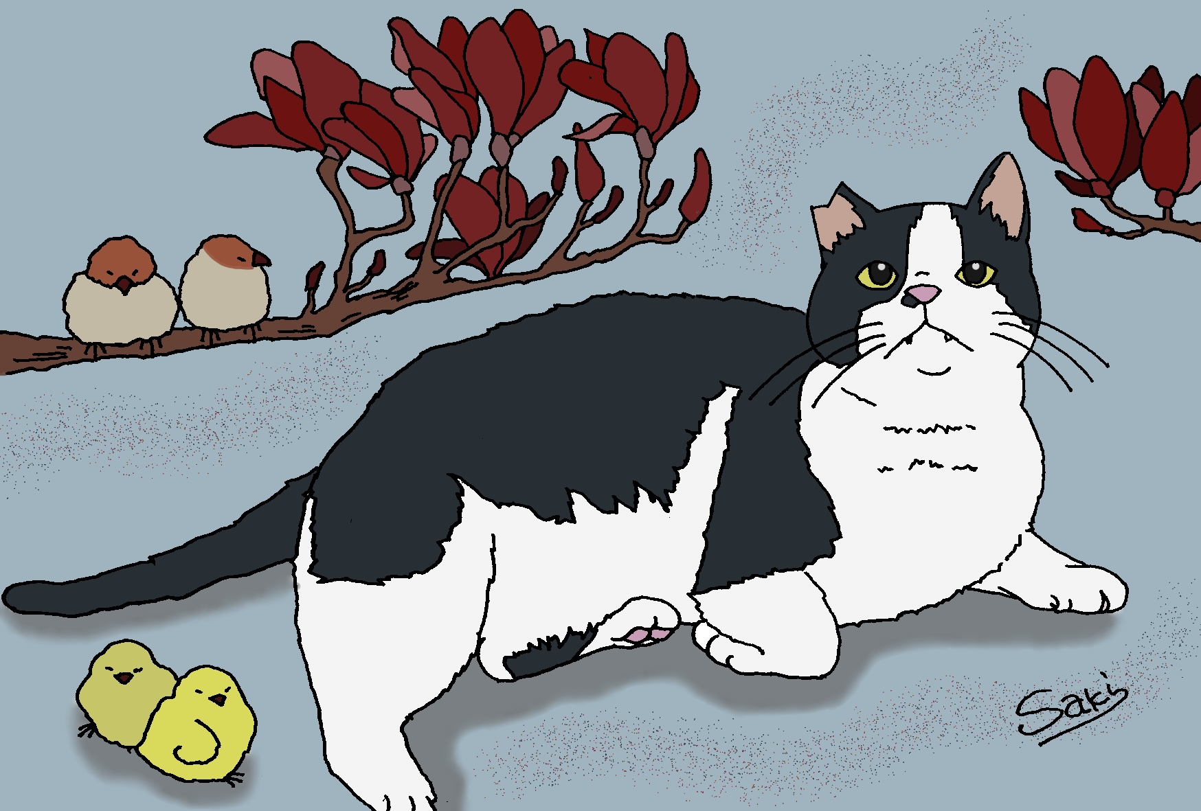 EGGNWORKS エッグンワークス ツクルヒトタチ 初めての階段に挑戦！ママが少し心配しています。花とその花言葉を情景と合うように選びました。　咲木