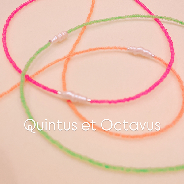 EggnWorks Museum エッグンワークス ミュージアム ヴィンテージツイストパールのネオンビーズネックレスQuintus et Octavus