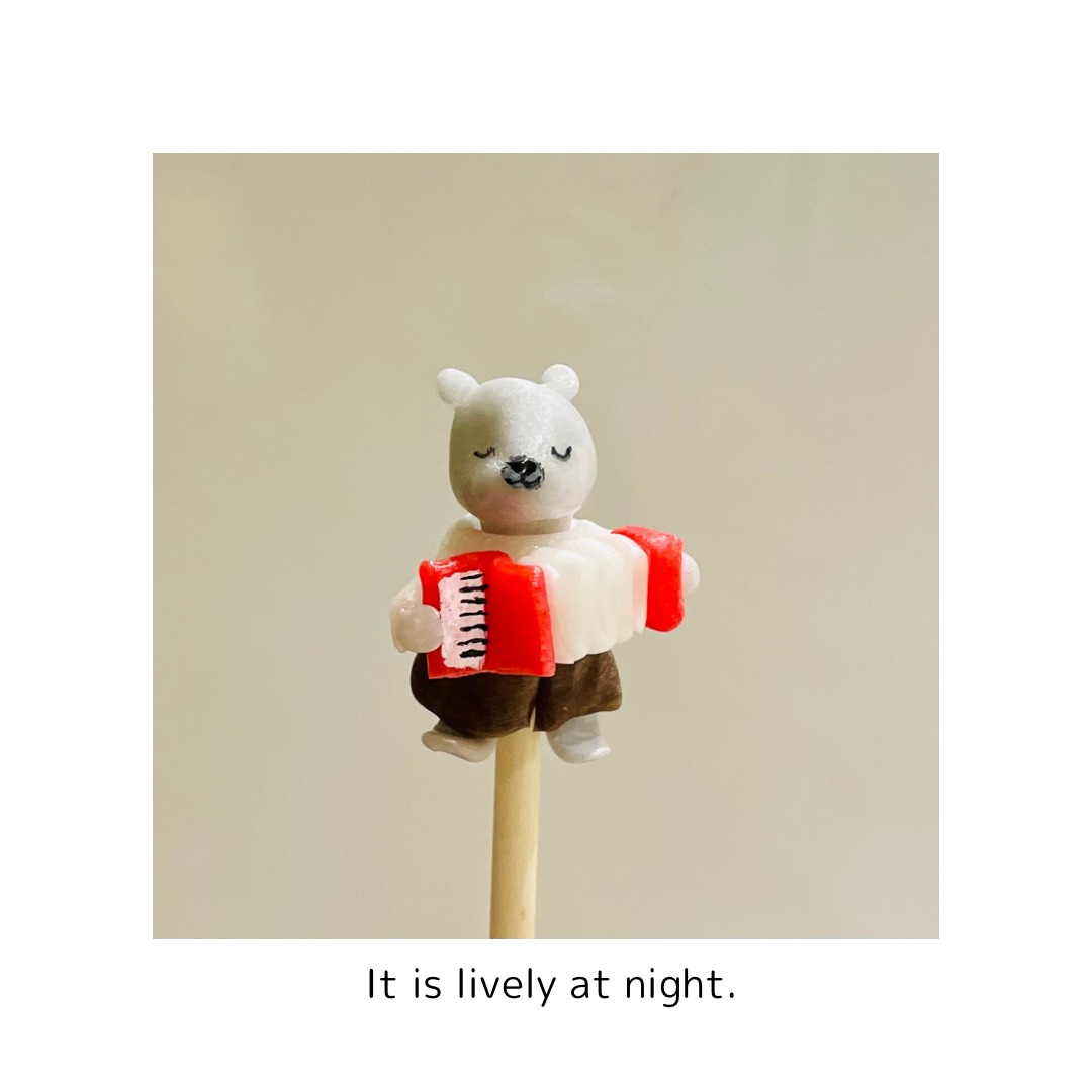 EGGNWORKS エッグンワークス ツクルヒトタチ博in京都文化博物館2025 あめ細工絵本『Candy Animals』「夜はにぎやか」　やまもとよしき