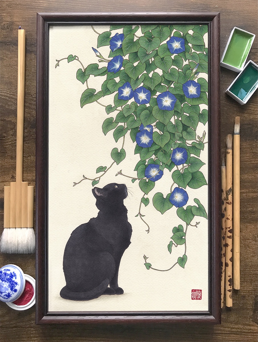 EggnWorks Museum 黒猫と朝顔