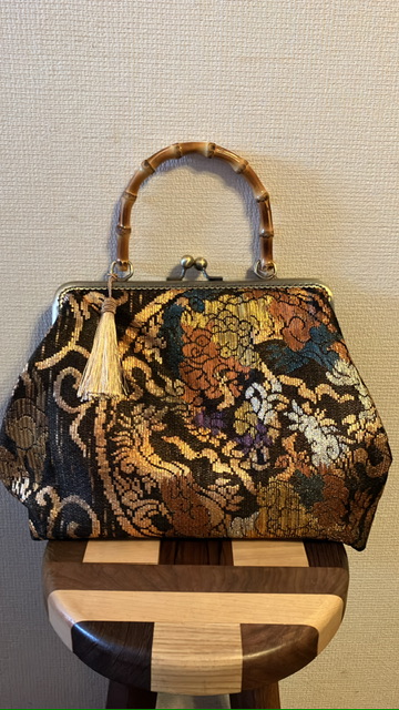 ツクルヒトタチ博in京都文化博物館2025 EggnWorks Museum エッグンワークス ミュージアム ハンドメイド　大島紬　着物リメイク　がま口バッグyochipiko