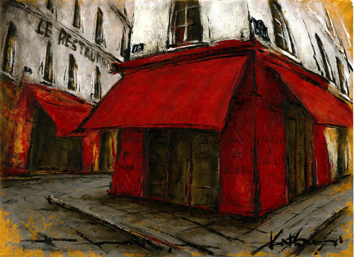 EggnWorks Museum エッグンワークス ミュージアム 街角の赤いひさしのあるカフェ