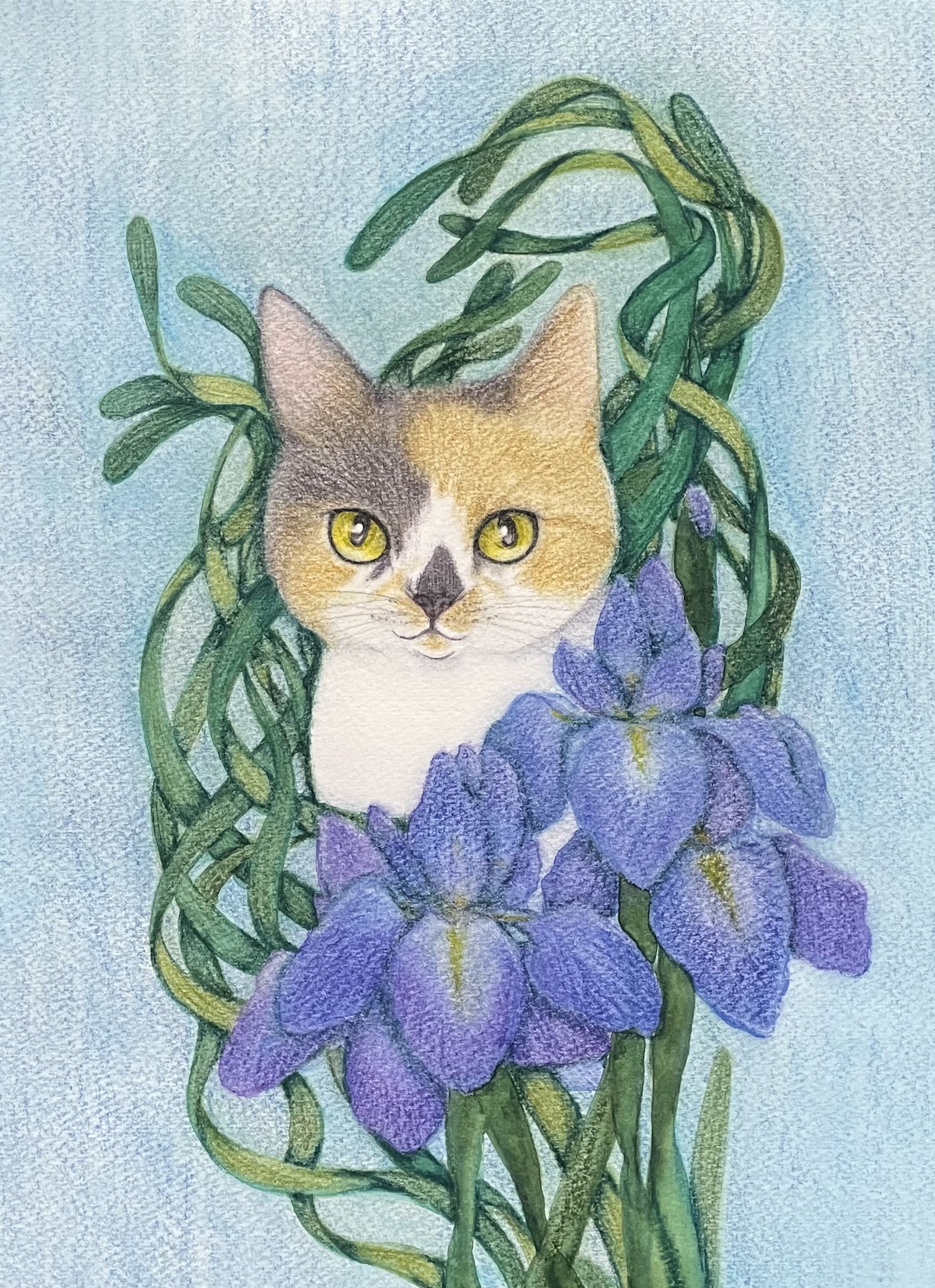 EggnWorks Museum 青いアイリスと猫