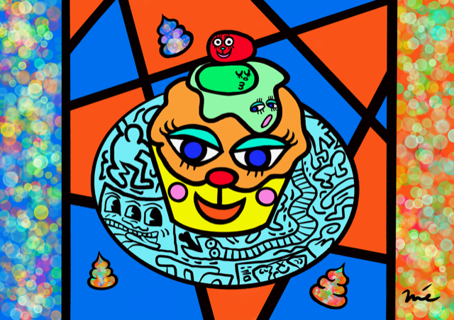 EggnWorks Museum エッグンワークス ミュージアム キースヘリングのプレートに乗ったマフィンMIE