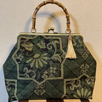 EggnWorks Museum エッグンワークス ミュージアム ハンドメイド　大島紬　着物リメイク　がま口バッグ