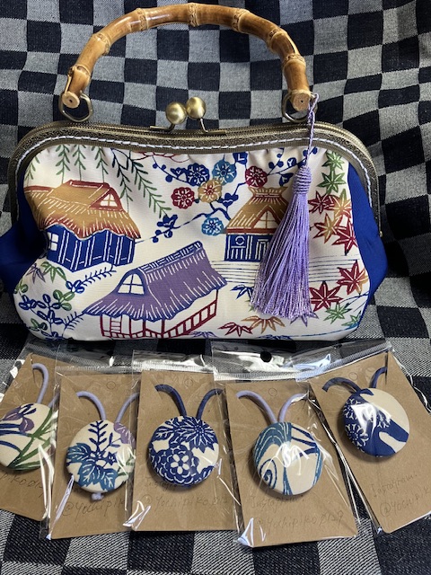 ツクルヒトタチ博in京都文化博物館2025 EGGNWORKS エッグンワークス yochipiko 紅型染め帯のヘアアクセサリー