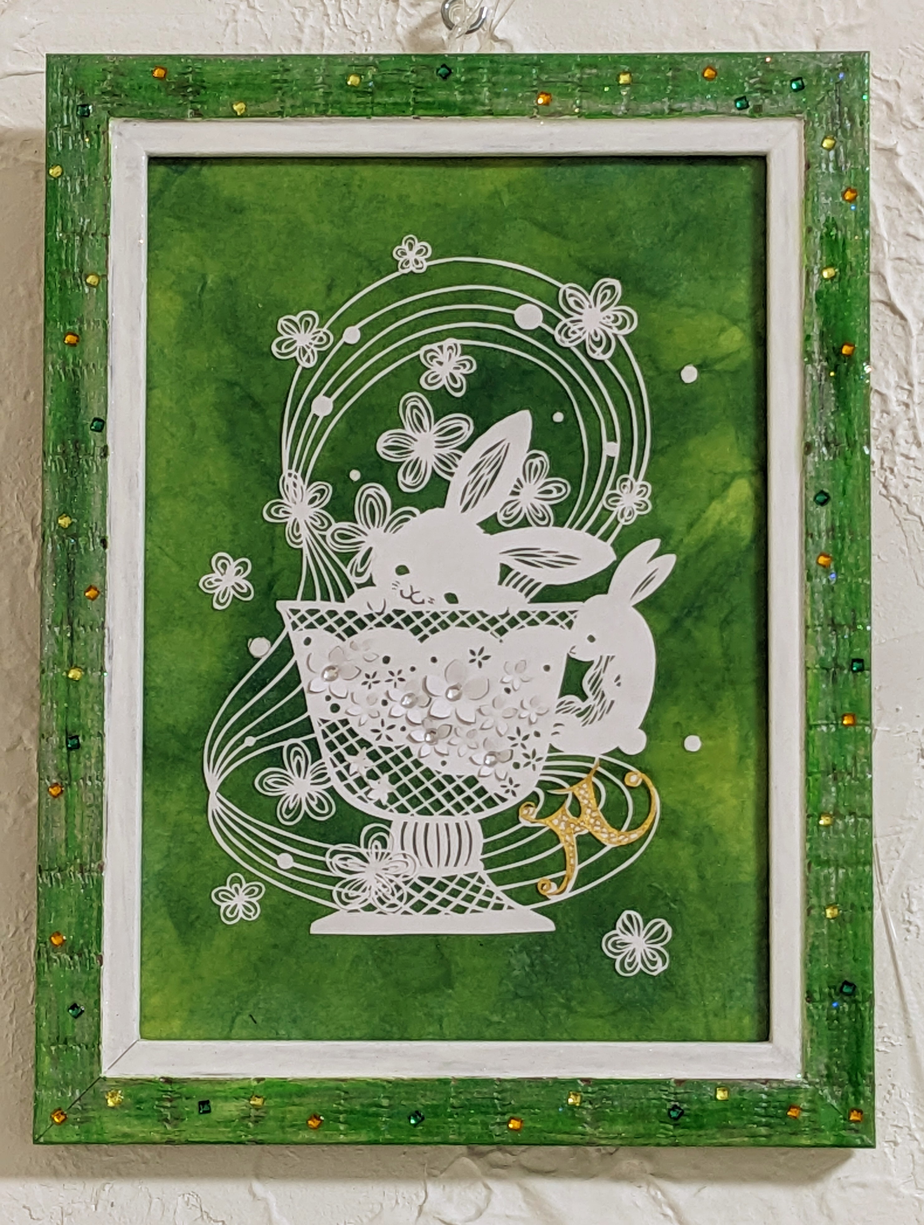 EggnWorks Museum エッグンワークス ミュージアム 切り絵　Lovely Cup ~うさぎ紅茶~