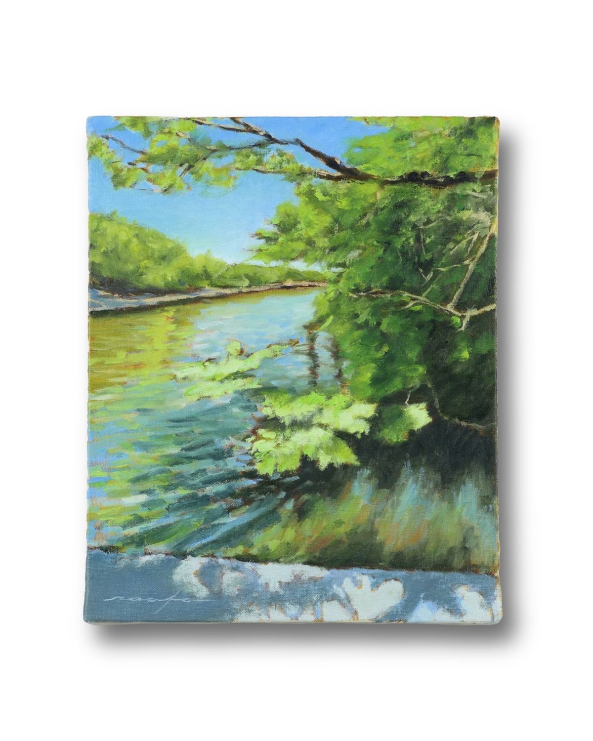 ツクルヒトタチ博 「明治池」（油絵原画）梅山尚土