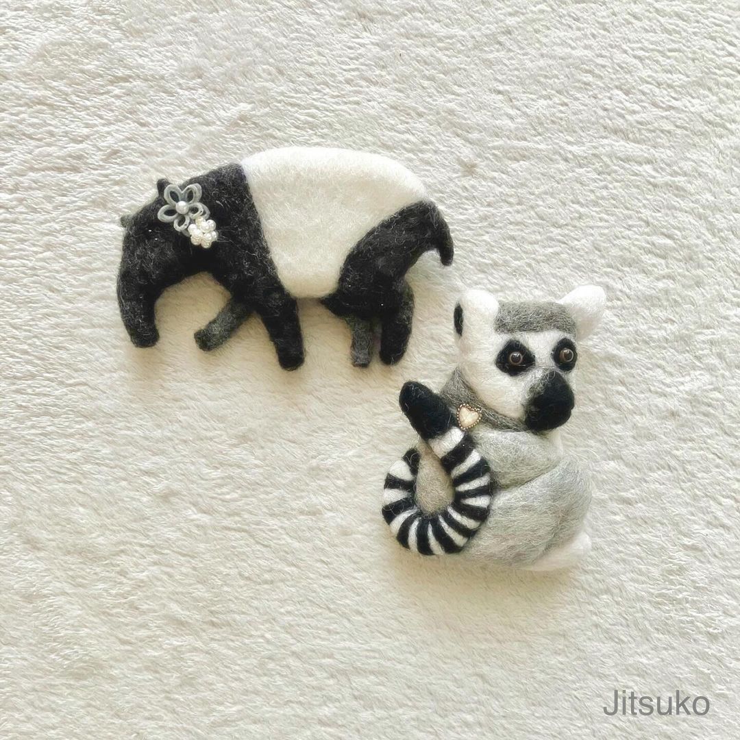 ツクルヒトタチ博 羊毛フェルト制・動物ブローチJitsuko