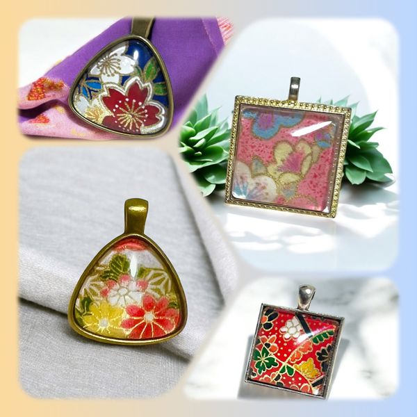 EggnWorks Museum エッグンワークス ミュージアム 友禅和紙ガラスカボションアクセサリー