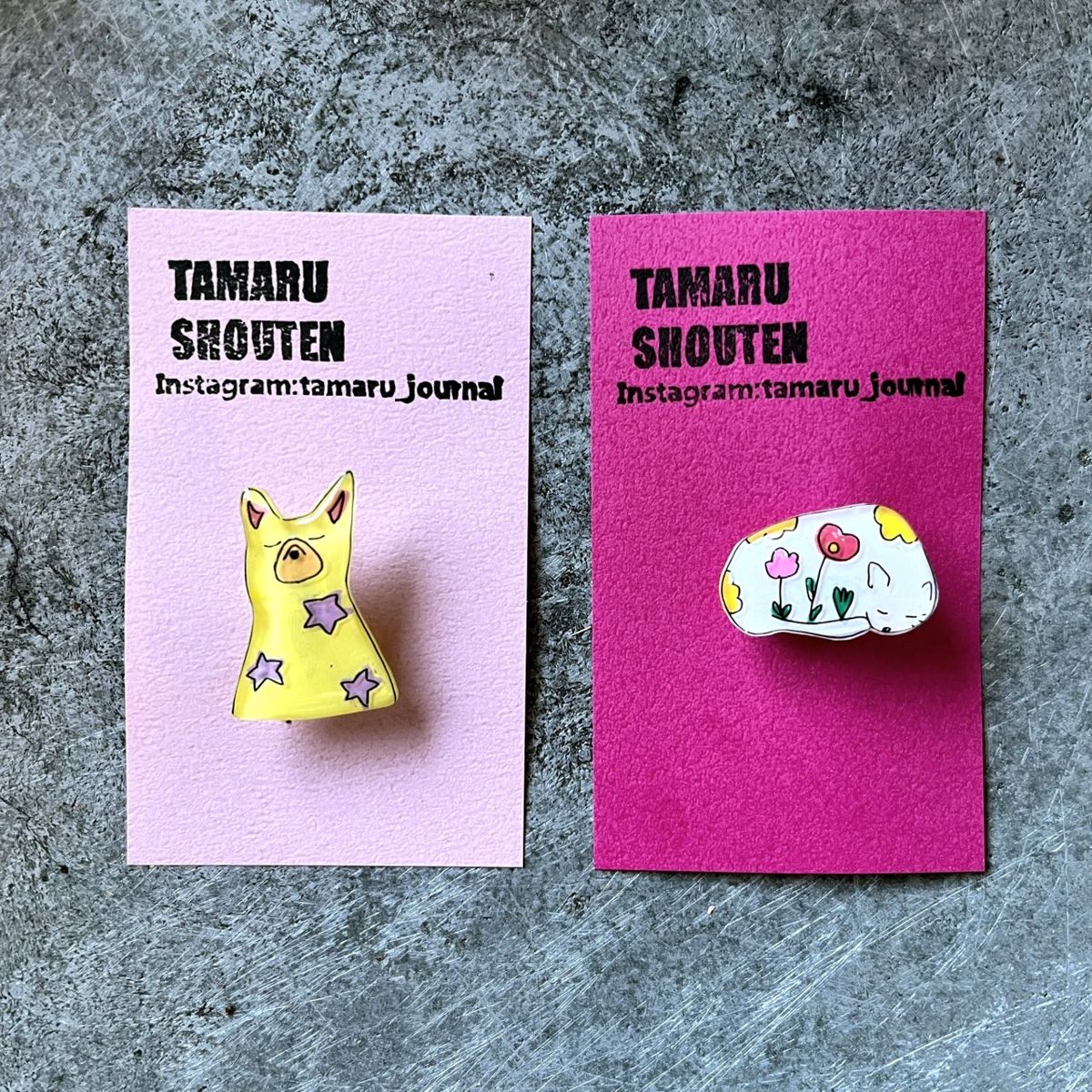 EggnWorks Museum エッグンワークス ミュージアム きつね、猫のブローチ