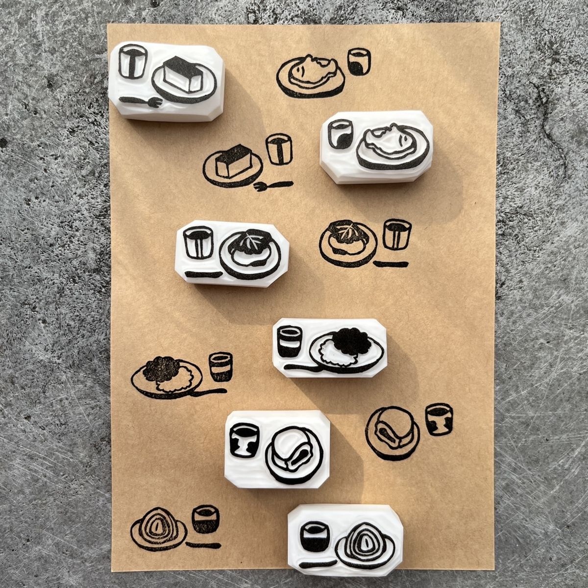 EggnWorks Museum エッグンワークス ミュージアム 和菓子とお茶の消しゴムハンコ