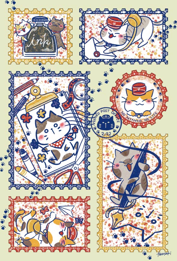 EggnWorks Museum エッグンワークス ミュージアム 【全国デザイン選手権：ポストカード部門出品】ねこねこ切手コレクションterasaki