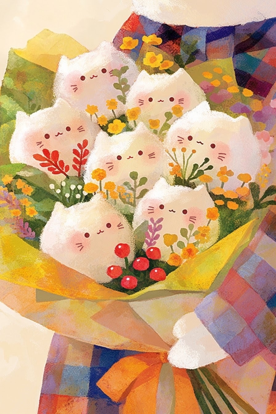 猫ブーケ
