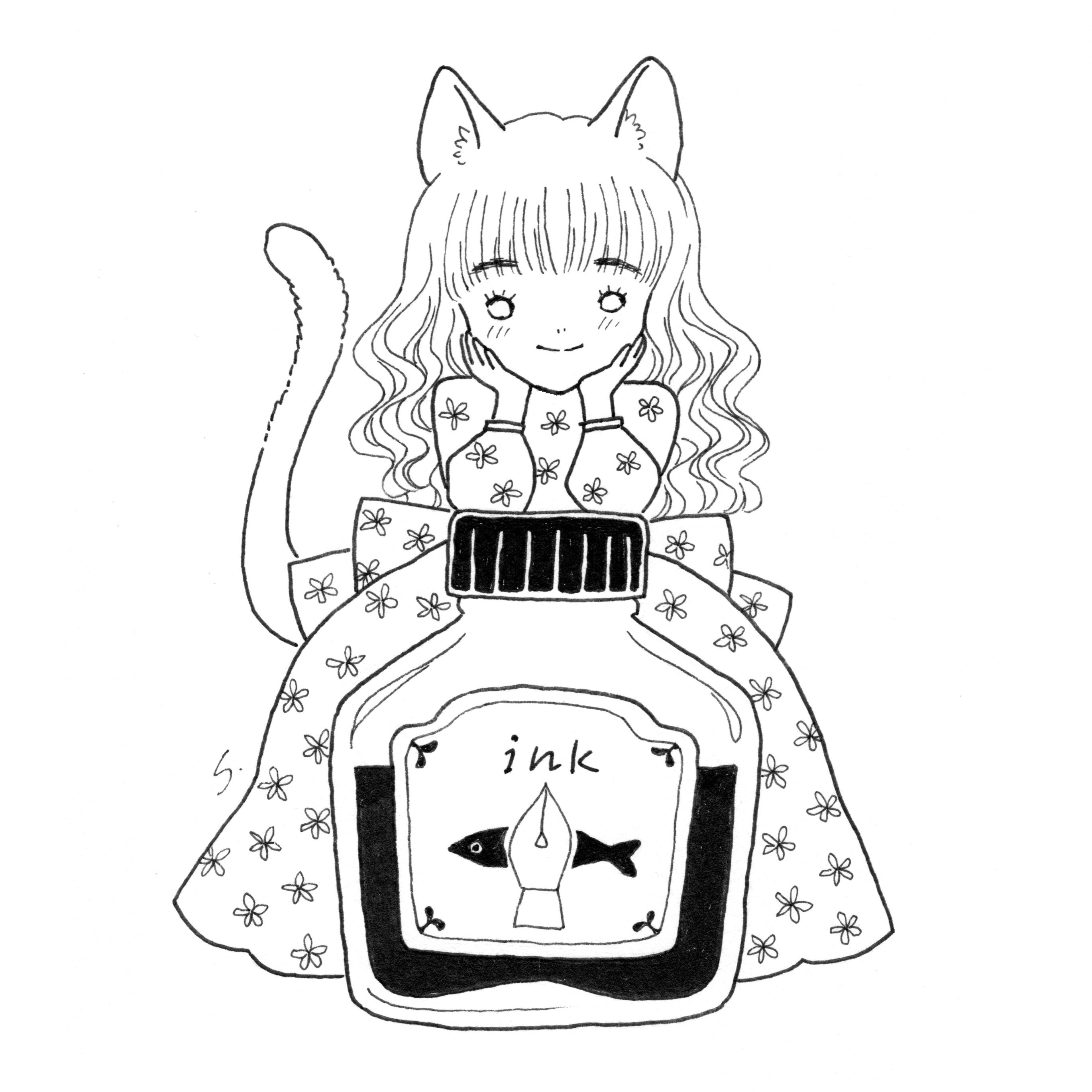 EggnWorks Museum エッグンワークス ミュージアム インク瓶と猫