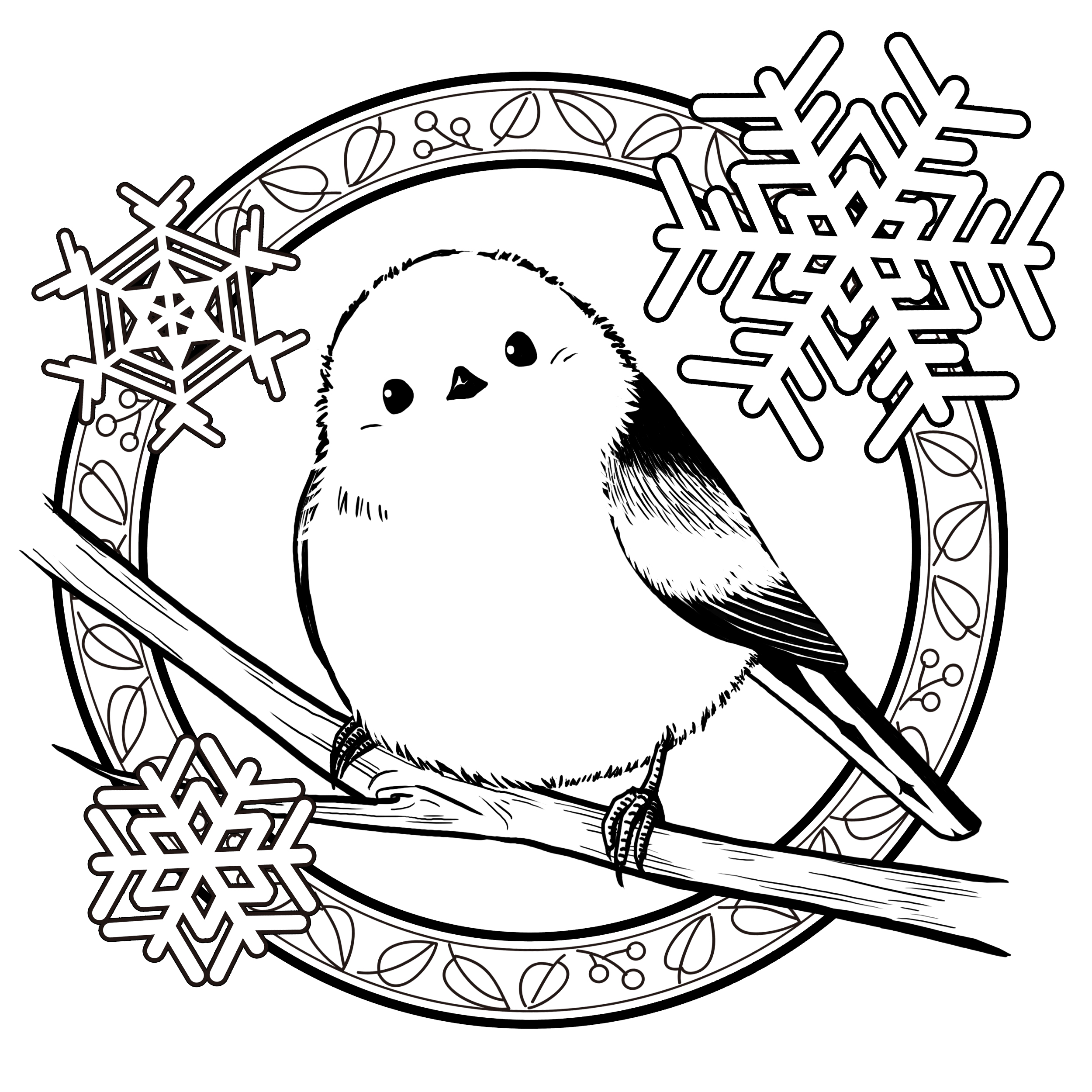 EggnWorks Museum エッグンワークス ミュージアム 雪とシマエナガ２（飾り枠あり）